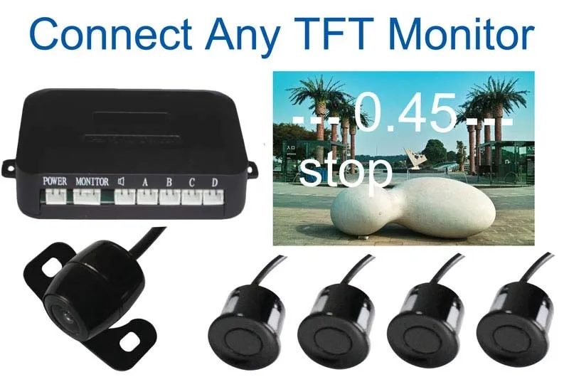 Car Parking System with 4 Sensors visual Car video Parking Sensor Auto parking Connect Car DVD Monitor And Rearview Camera