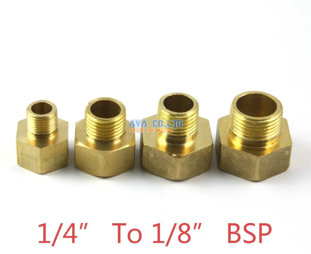 

10 Pieces Brass 1/4" Female To 1/8" Male BSP Reducing Pipe Fitting Adapter Fuel Air Gas Water Hose Connector Coupler