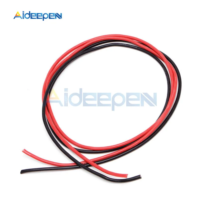 2pcs/Lot 1M Red 1M Black 10/12/14/16 Gauge AWG Electrical Wire Tinned Copper PVC Silicone Flexible Copper Stranded Cables For RC