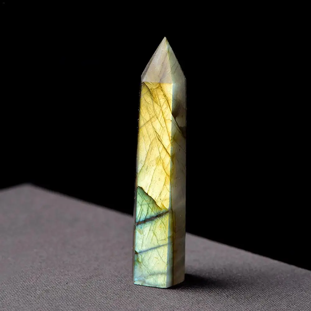 100 Natural Labradorite Moonstone Crystal Stone Hexagonal Edge Degaussing Energy Stone Quartz Ornaments Random Color