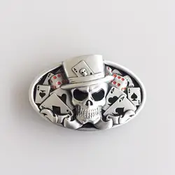 Hebilla de cinturón de Casino de tatuaje de calavera de dados de distribución de Estilo Vintage CS036, Envío Gratis