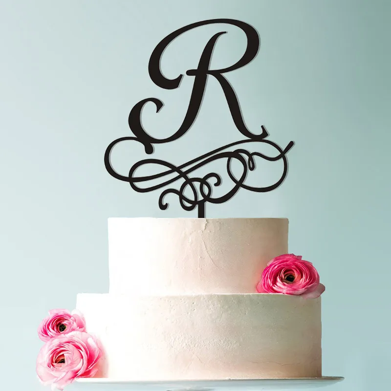 

Letter r Wedding cake topper, personalized rustic wooden cake topper Gold Initial Cake Topper