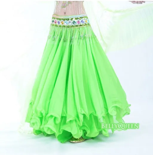 1 piece chiffon Shining Satin Long Skirt Swing Skirt dancing dress Belly Dance Costume 14 colors