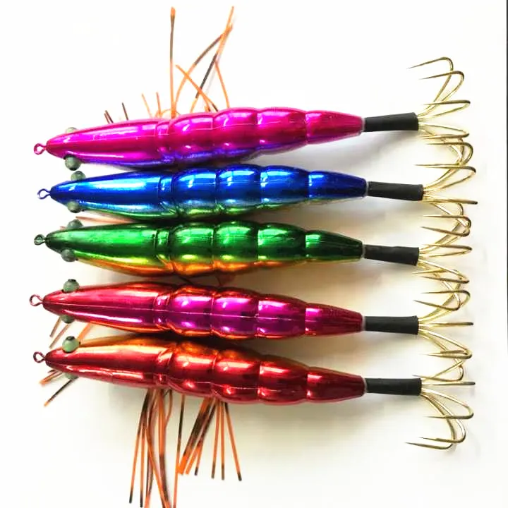 30Pcs Fake Laser Shrimp Lure Fishing Wobbler 14CM 19G Wood Squid Jig Artificial Bait Jigging Lure Octopus Bait