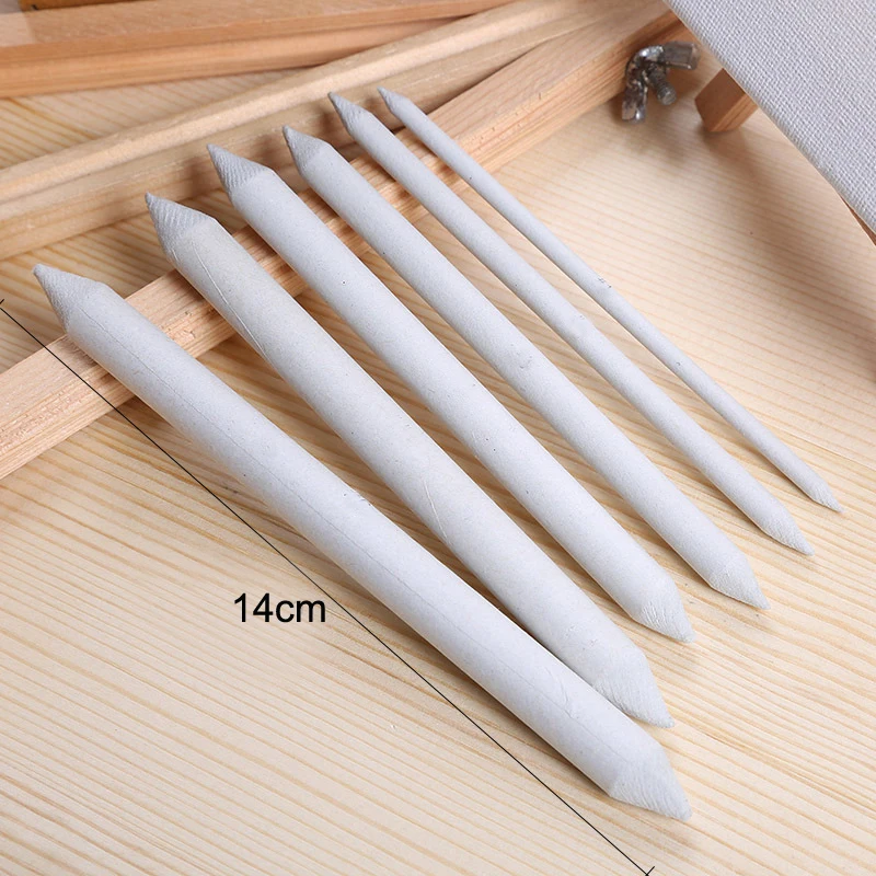 6pcs/set Blending Smudge Stump Stick Tortillon Sketch Art White Drawing Charcoal Sketcking Tool Rice Paper Pen Supplies