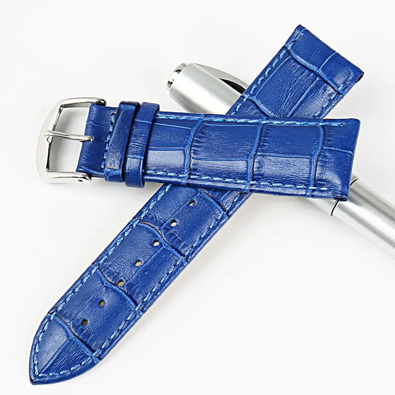 MAIKES Genuine Leather Watch Strap Blue 16 18 20 22mm Watch Band Women\'s Watch Accessories Bracelet Belt