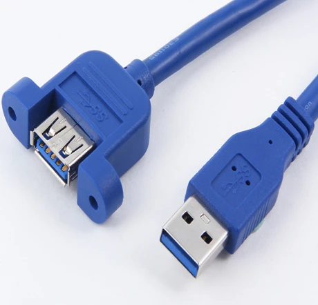 

200pcs/ lots 60cm 2ft USB 3.0 USB3.0 Male To Female Extension Cable with Screw Panel Mount ,Free shipping By Fedex