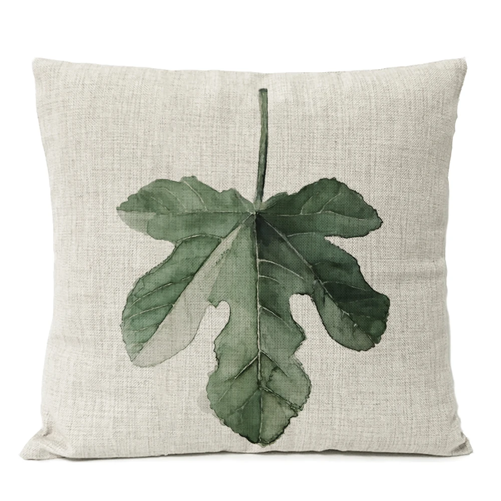 Nordic Fresh Green Plant Leaf Pillow Covers Home Decorative Pillows English alphabet Letter cushion cover Linen Pillow Case