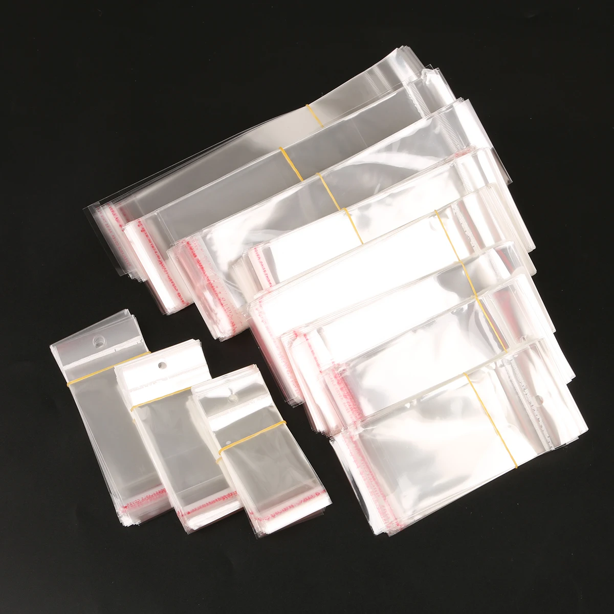 100pcs mix size Opp Self-Stick Hanging Transparent Packaging Bracelets Earrings Necklaces Gift Bags for Jewelry Box Package