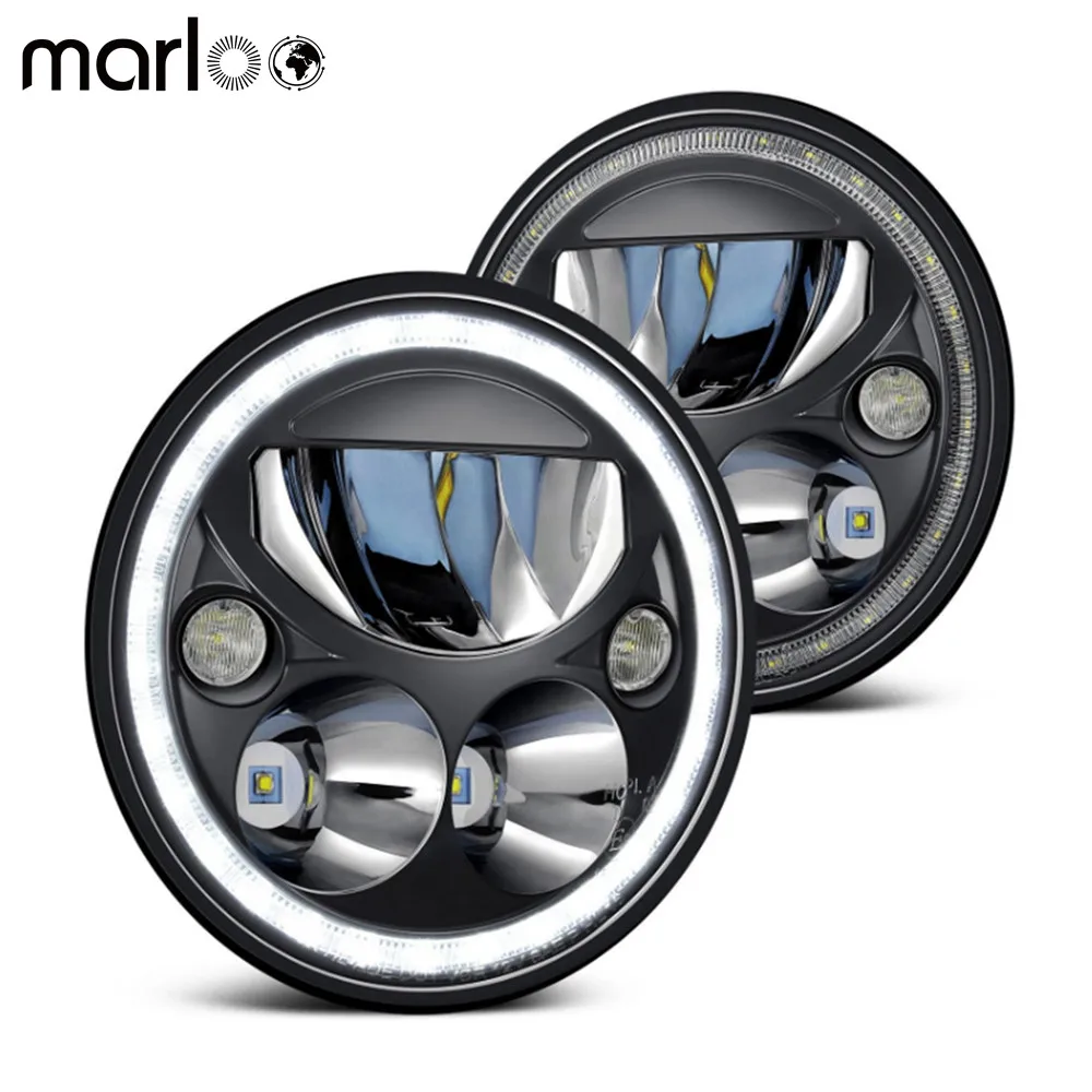 

2pcs Lighting Emarked 7" Vortex LED Headlamp Kit With Halo Ring For 07-15 Jeep Wrangler JK & JK Unlimited Headlight