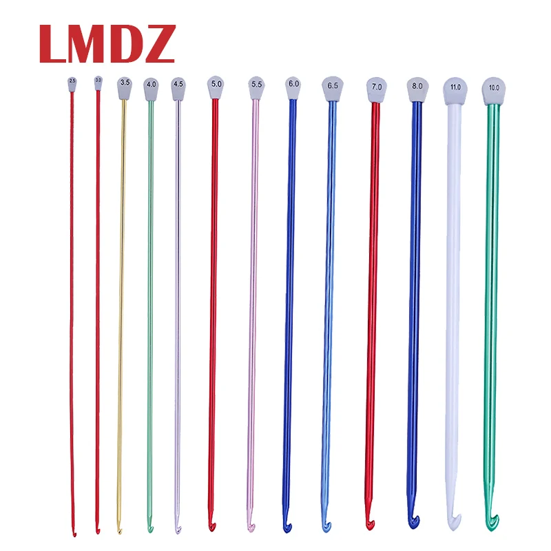 LMDZ 14 Size Tunisian Afghan Crochet Hooks  Multi Size Aluminum Knitting Needles Hook 2.5-11Mm Multi Color Crochet Hook