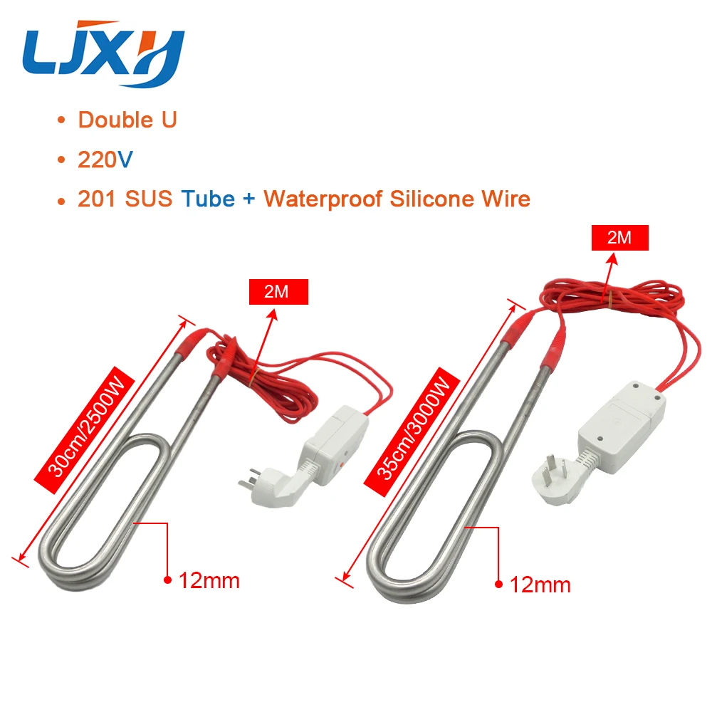 LJXH Swimming Pool Heater Heating Element, Fully Sealed Submersible Stainless Steel Electrical  Heater Tube 1500W-3000W