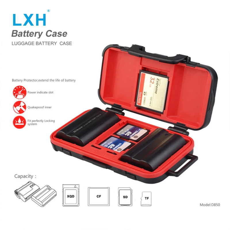 LXH Camera Waterproof Battery Boxes SD/CF/XQD/TF Memory Card Storage Case For Sony Canon Nikon DSLR Camera Batteries Holder Box