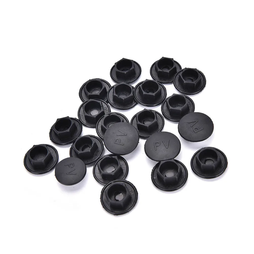 20Pcs Fasteners Screws Covers Caps Black Hex Bolt Screw Nut Hexagon Head Cover Cap Protector M5/M6/M8/M10/M12/M14