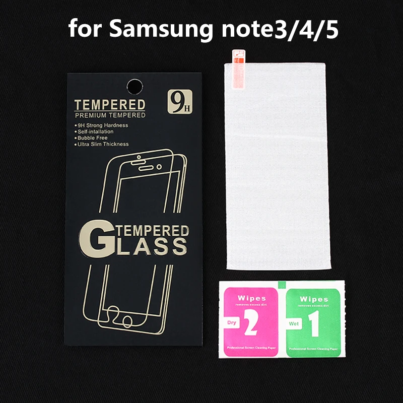 100 pcs Clear 0.3mm Premium Tempered Glass for Samsung Note 3/4/5+ retail packaging screen protector for Samsung Note 3/4/5