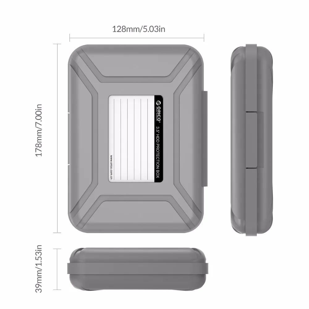 Imagem -06 - Orico Disco Rígido Externo Hdd Caixa de Proteção 3.5 Polegadas Estojo de Armazenamento com Etiqueta Função Repelente de Água