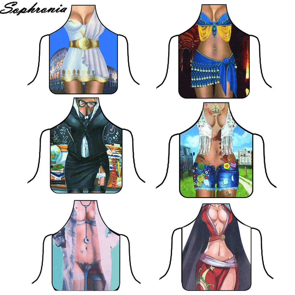 

Hot Apron Digital Printed Sexy Funny Apron For Women Man Party BBQ Cleaning Cooking Dinner Baking CWQ029