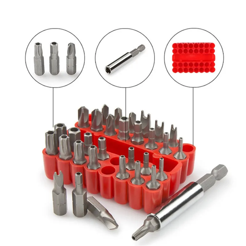 33pcs Electric Screwdriver Bit Set Torq Torx Hex Star Tamper Proof Screwdrivers Bit Spanner Extension Hand tools DAJ016