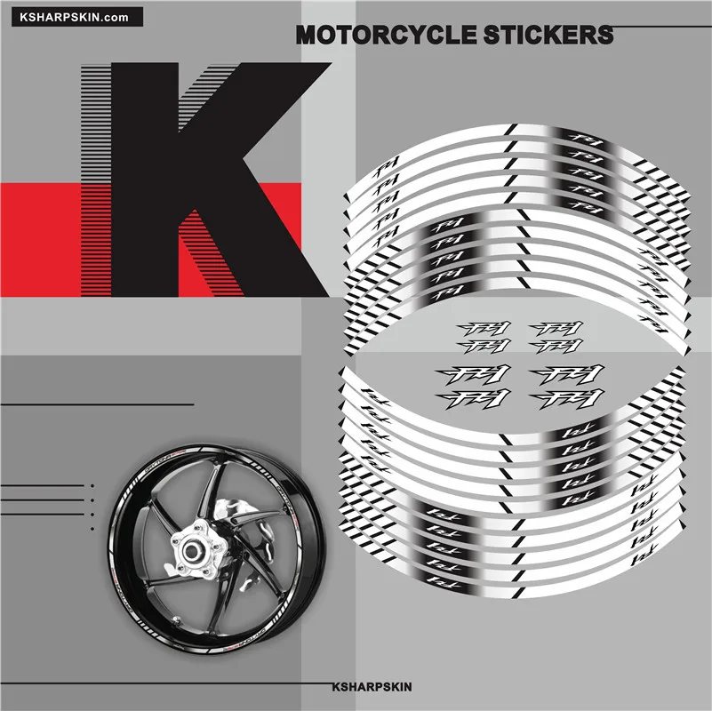 

Motorcycle tyre sign decoration sticker inner rim reflective decals for YAMAHA FZ1