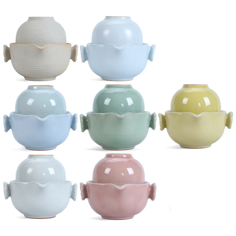 Ceramic portable travel Tea set Include 1 Pot 1 Cup, Beautiful and easy teapot kettle,kung fu teaset,fast passenger cup gaiwan