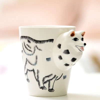 Creative Gift Ceramic Coffee Milk Ttea Mug 3D Animal Shape Hand Painted Deer Giraffe Cow Monkey Dog Cat Camel Elephant Horse Cup