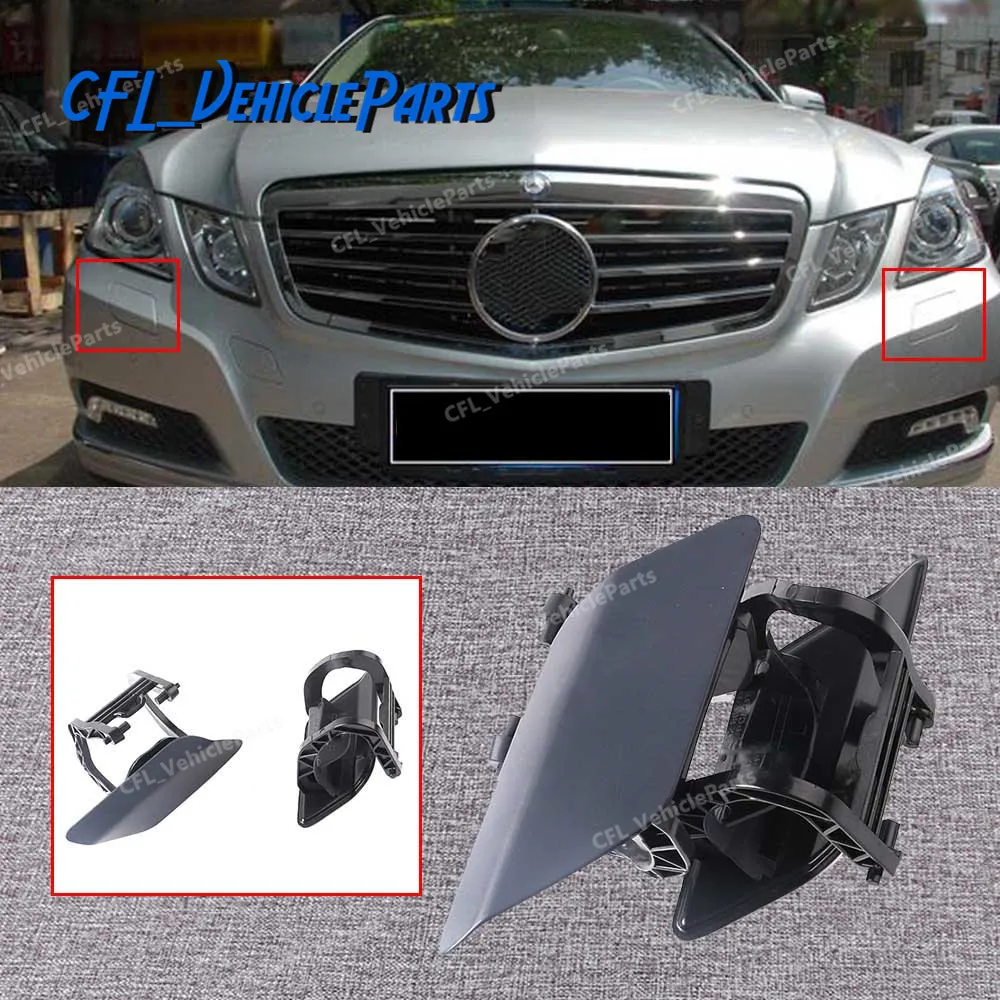 Pair Front Headlight Washer Nozzle Cover Unpainted L R 2128600108 2128600208 For Mercedes W212 E200 E500 E350 2009-2013