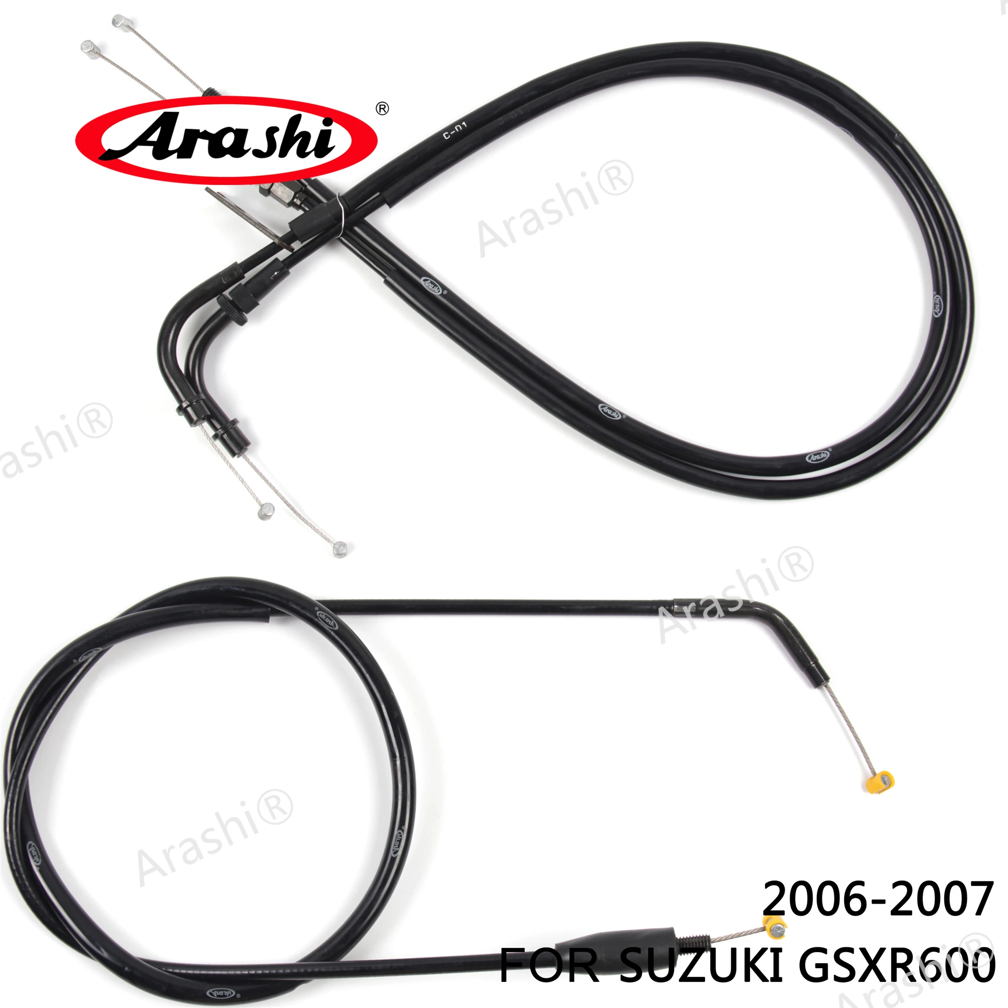 Arashi Motorcycle Accessories Throttle & Clutch Cables Stainless Lines Wires for SUZUKI GSXR600 2006 2007 GSXR 600 GSX-R 1 Set