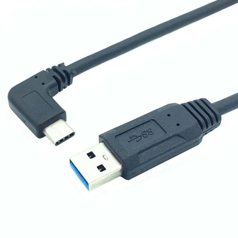USB 3.0 Male to USB 90 Degree  Angle 3.1 Type-C Male USB Data Sync Charge Connector Cable 0.25M