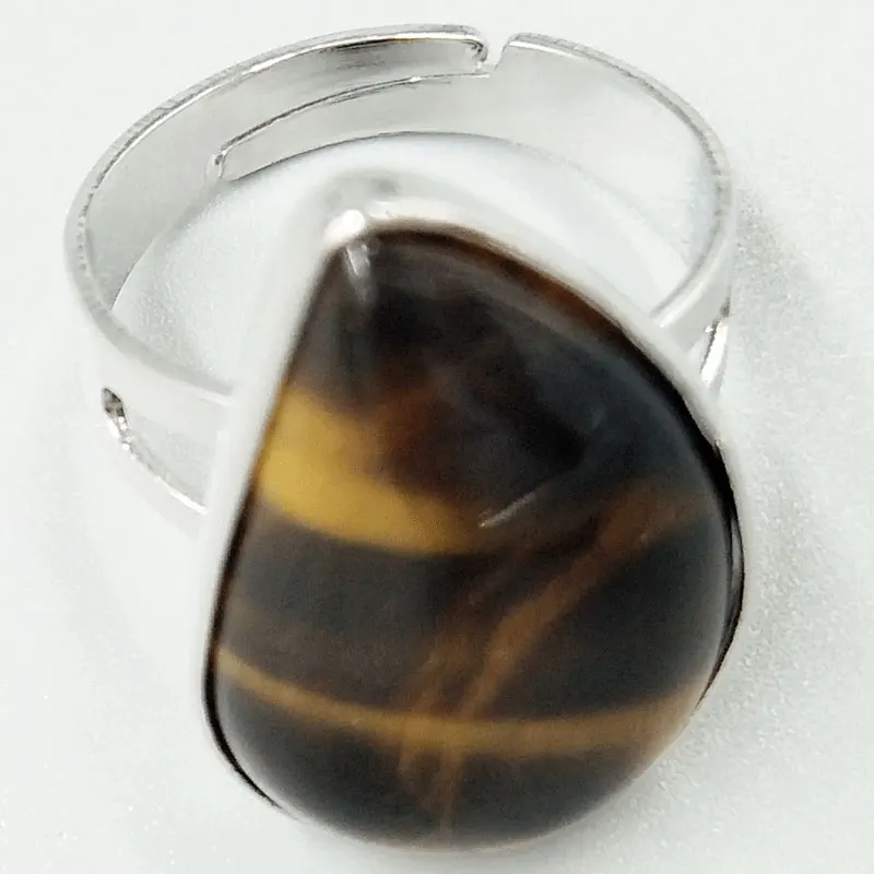 Fashion Jewelry Tigers Eye Water Drop Women Men Bead Ring  6.5~12