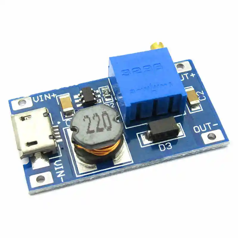 2aDC-DC adjustable boost regulator power supply module board 2577 wide voltage input 2/24V liter 5/9/12/28V