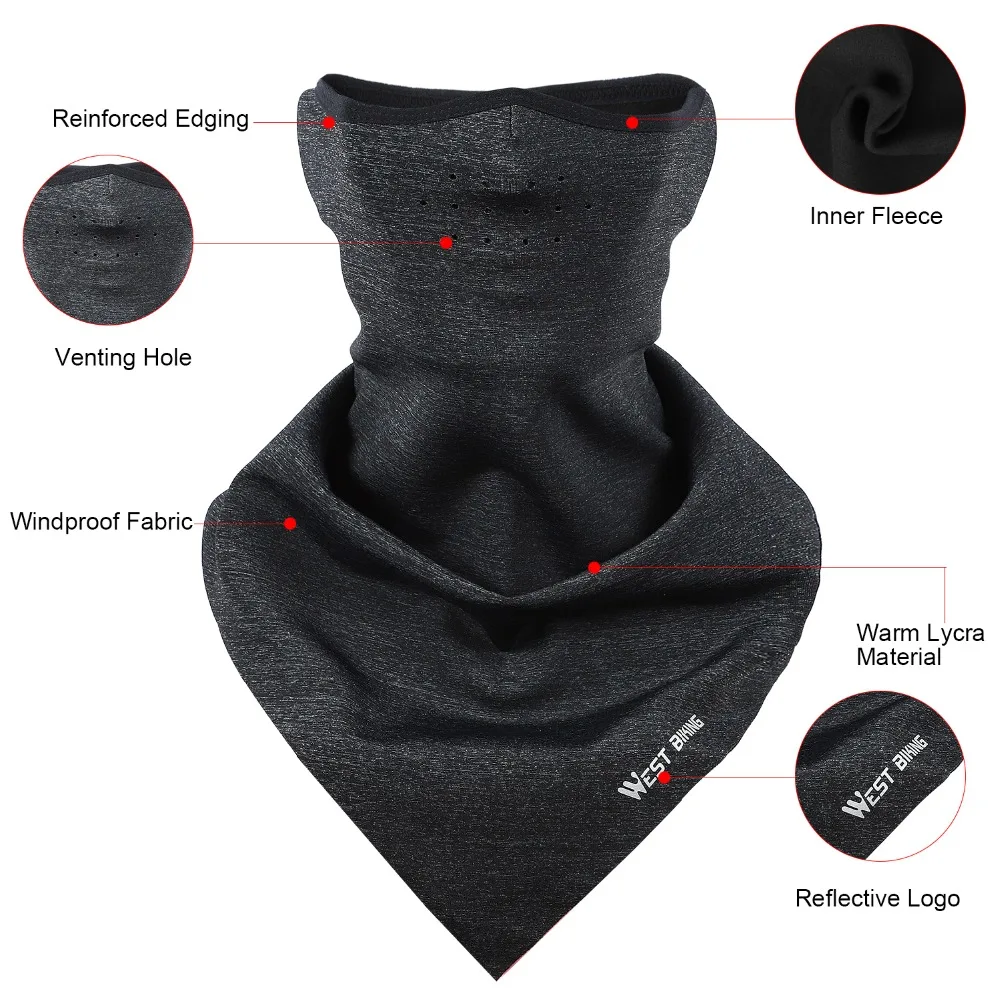 WEST BIKING Maschera da ciclismo invernale Antivento in pile Sci da corsa Maschera sportiva Sciarpa calda Passamontagna Maschera da bicicletta