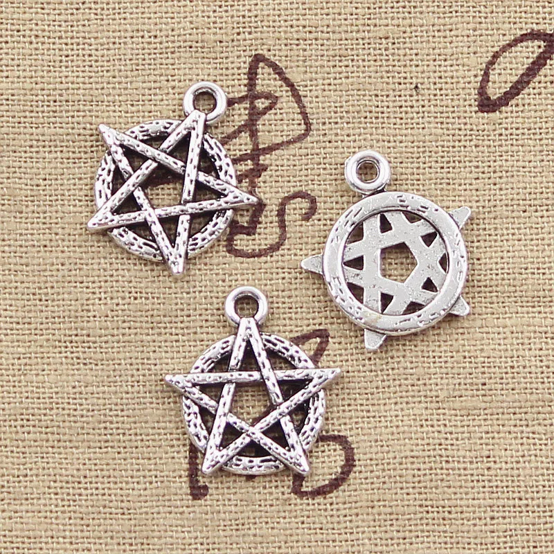 20pcs Charms Star Pentagram 19x18mm Antique Silver Color Plated Pendants Making DIY Handmade Tibetan Silver Color Jewelry