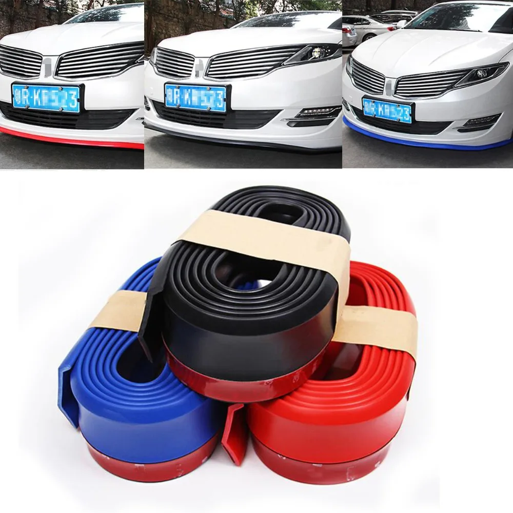 2.5M CAR BUMPER LIP SKIRT STICKER ANTI SCRATCH SPOILER SUV STYLING FRONT RUBBER PROTECTOR SPLITTER VALANCE CHIN PROTECTIVE TRIM