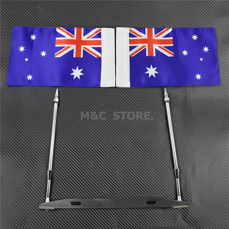 Universal Motorcycle License Plate Frame Double Pole Flags National Flags Decorative For Harley For Honda For Kawasaki