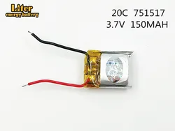 10 sztuk/partia 3.7 V 150 mAh 751517 bateria litowo polimerowa CX-10 CX-12 JJ810 pilot zdalnego quadrocoptera 3.7 V Lipo baterii 20c