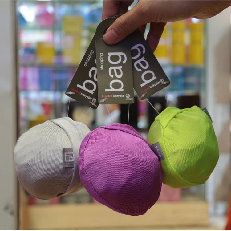 Round Ball Elastic Cotton Shopping Bag Foldable Tote Reusable Portable Shoulder Folding Pouch Handbags Printing