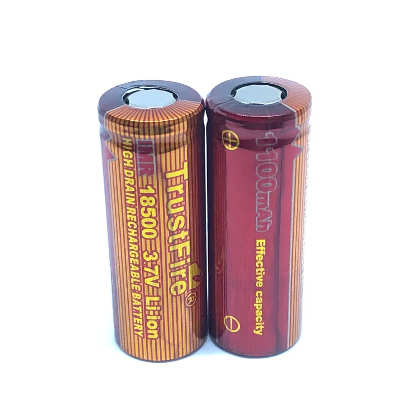 20 шт./лот Trustfire IMR 18500 3,7 V 1100mAh литий-ионный аккумулятор с высокой разрядкой с большим увеличением 10А батареи