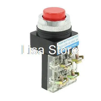 Tampa plana vermelha 1nc 1no de 4 terminais com botão de empurrar interruptor 6a ac 250v
