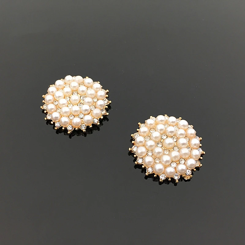 Engood 50Pcs Handmade sewn Pearl Rhinestone Button Buckle for DIY Apparel Sewing Bag Shoes Hair Accessories HZ162