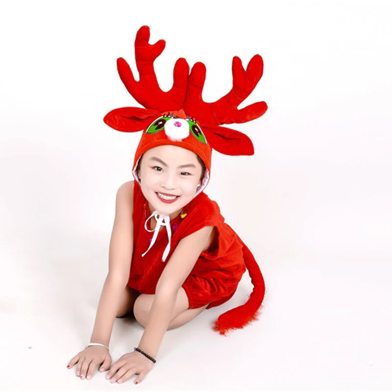 Kids Reindeer Costume Christmas Little Elk Cosplay Animal Fancy Dress Jumpsuit with Headwear Toddlers Children Carnival Costumes image 3