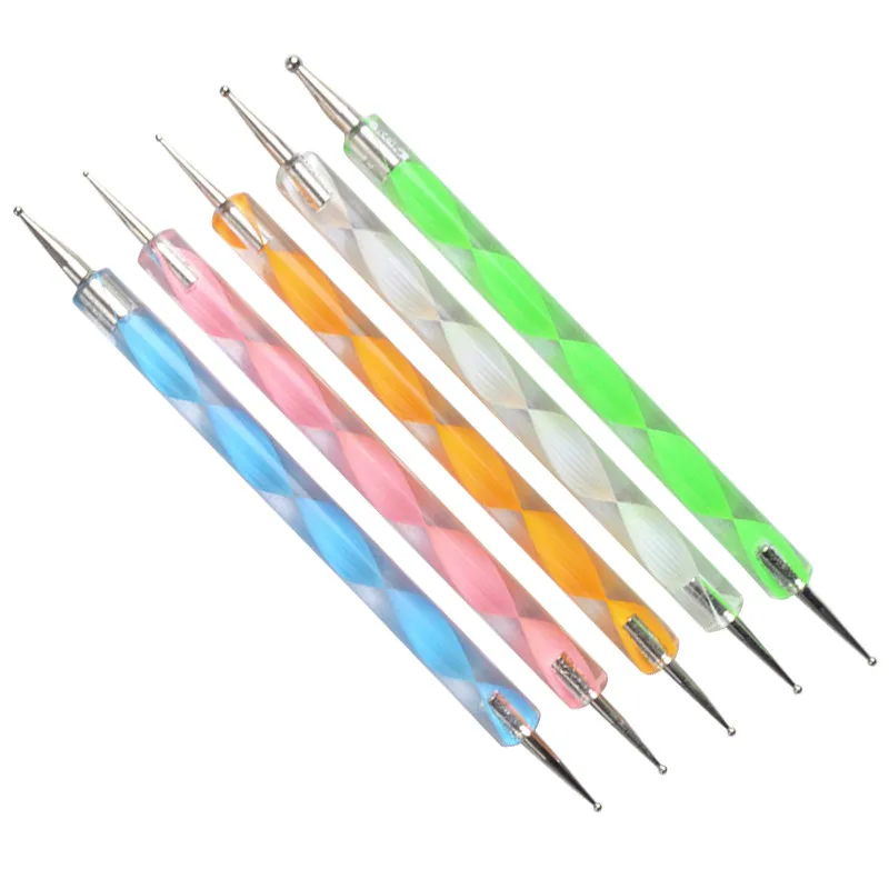 

wholesale excellent 2 Ways acrylic nail art Dotting pen Marbleizing Tool 5pcs/set nail Polish Paint Dot 50sets/lot free shipping