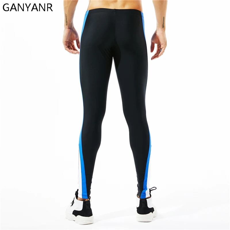 GANYANR Running Tights Men Sports Legging Fitness Yoga Basketball Compression Athletic Long Bodybuilding Gym Jogging Pants Skins