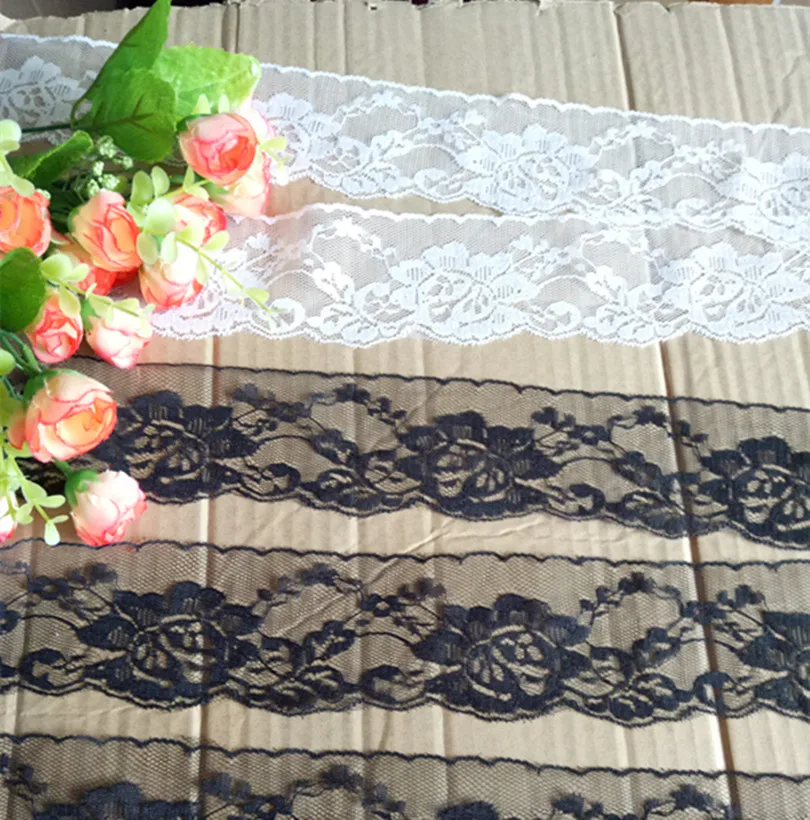 10yards width 65mm Embroidered Net white black Lace Trim ribbon fabric Garment headband wedding party decoration Accessorie #205