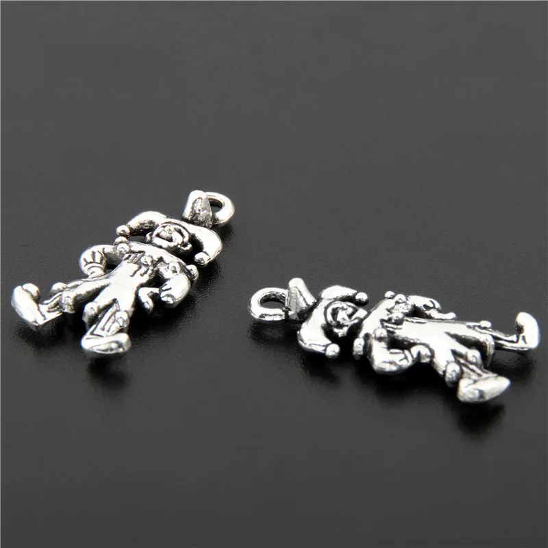 20pcs Tibetan Silver Color Clown Joker Jester Charms Pendants For Jewelry Making DIY Handmade Craft A2680