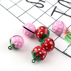 2Pcs 21mm*17mm Bells Red/Pink Colorful Strawberry for Christmas DIY Handmade Decorative Accessories Key Chain Cellphone Pendant