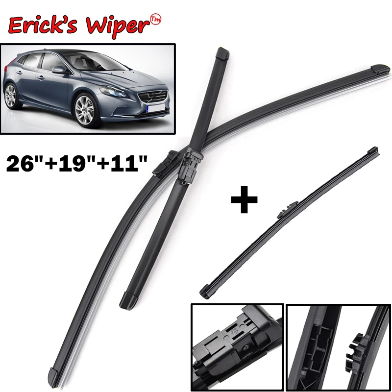 

Erick's Wiper LHD Front & Rear Wiper Blades Set For Volvo V40 2012 - 2019 Windshield Windscreen Window Brushes 26"+19"+11"