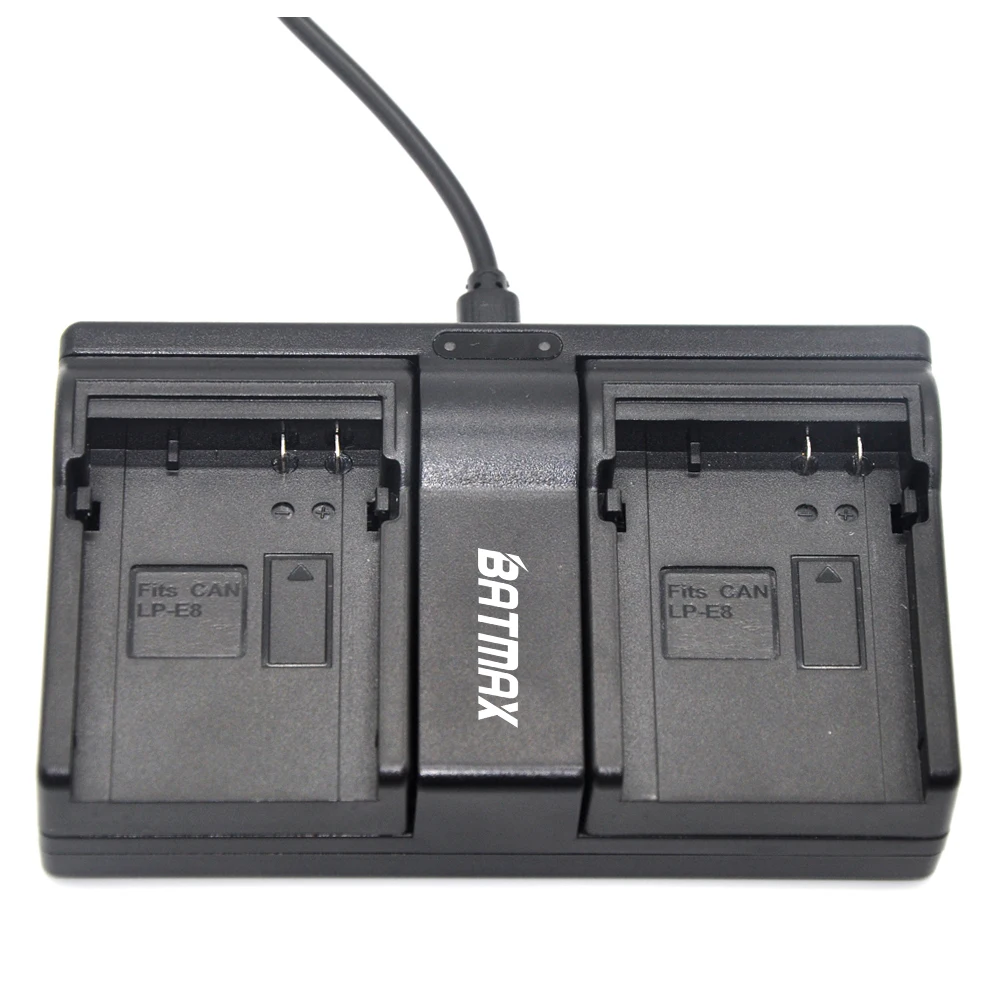 2Pcs LP-E8 LP E8 LPE8 Camera Battery + Charger For Canon EOS 550D 600D 650D 700D X4 X5 X6i X7i Rebel T2i T3i T4i T5i LC-E8 Cam