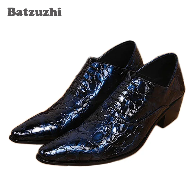 

Batzuzhi Красивая Мужская обувь из натуральной кожи; Изящная Blaue; Модельные туфли; Мужская обувь на шнуровке в винтажном стиле; Мужская обувь; Свадебные, вечерние, EU38-46