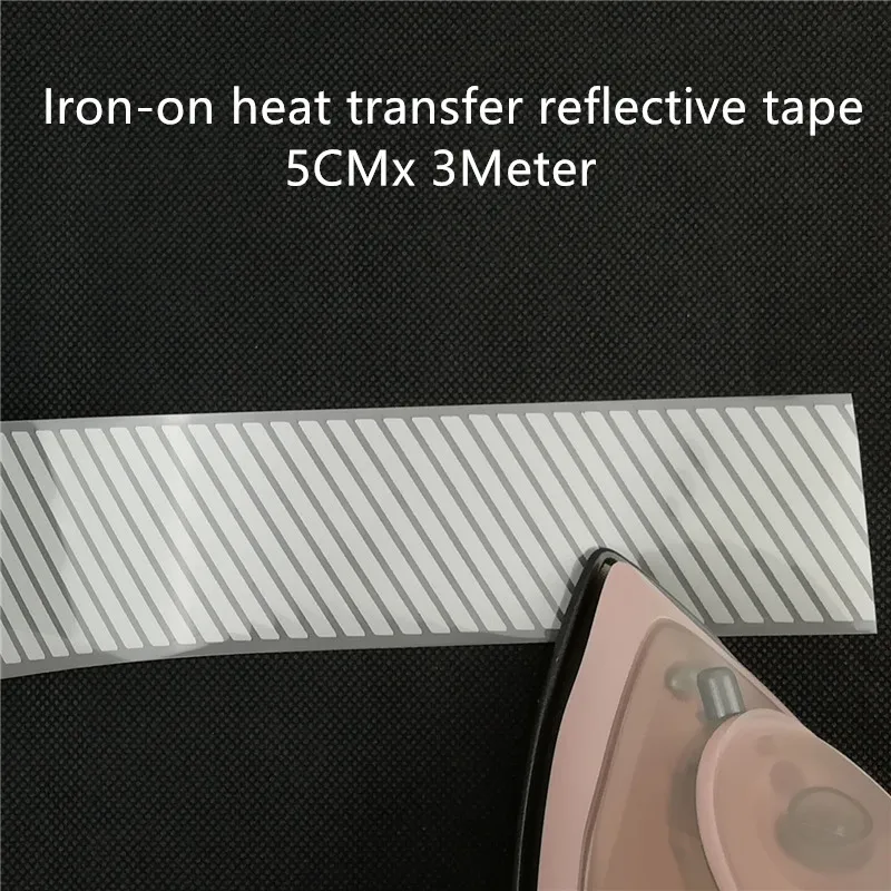 DIY Twill cut Iron-on Heat Transfer Bright silvery Reflective tape material for clothing bags for visibile safety