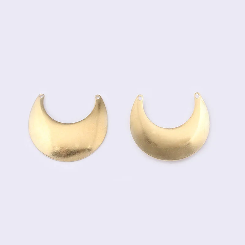 

10pcs Raw brass curved crescent moon connectors pendants for diy charms necklace earring jewelry making findings